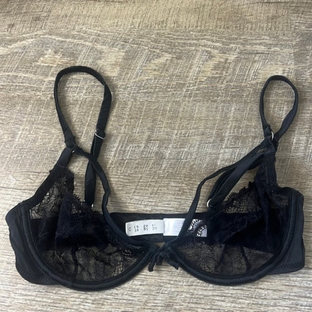Fleur Du Mal Black Lace Bra Size 32C